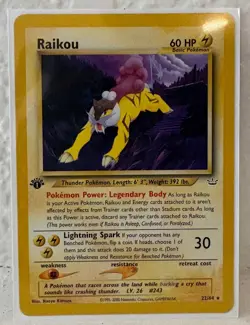 Pokemon TCG Neo Revelation: Raikou 22/64 - Rare 1st Edition NM - Image 1