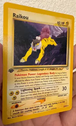Pokemon TCG Neo Revelation: Raikou 22/64 - Rare 1st Edition NM - Image 2