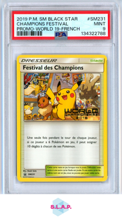 CHAMPIONS FESTIVAL PRM-WORLD 19-FRENCH POKEMON SM BLCK STR 2019 SM231 PSA 9 - Image 1