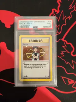 2000 POKEMON GYM HEROES 1ST EDITION #15 BROCK-HOLO PSA 9 MINT - Image 1