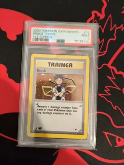 2000 POKEMON GYM HEROES 1ST EDITION #15 BROCK-HOLO PSA 9 MINT - Image 3