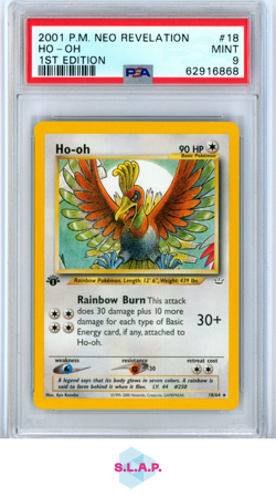 HO-OH 1ST EDITION POKEMON NEO REVELATION 2001 18 PSA 9 - Image 1
