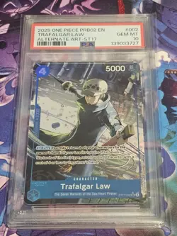 2025 ONE PIECE PRB02-PREMIUM BOOSTER VOL.2 ALT ART #002 TRAFALGAR LAW PSA 10 - Image 1