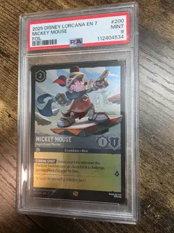 2025 DISNEY LORCANA EN 7 #200 MICKEY MOUSE - INSPIRATIONAL WARRIOR PSA 9 - Image 3