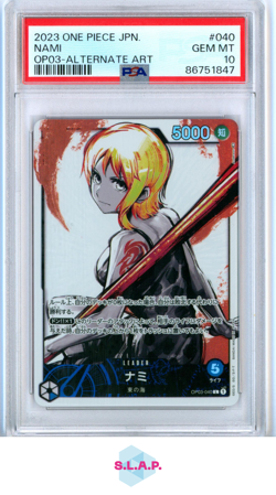 NAMI ALTERNATE ART ONE PIECE JAPANESE OP03-PILLARS OF STRENGTH 2023 040 PSA 10 - Image 1