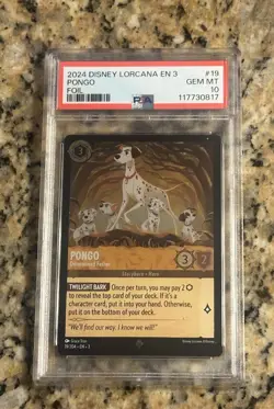 2024 Disney Lorcana EN 3 Foil Pongo Determined Father #19 PSA 10 Gem Mint - Image 1