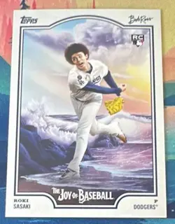 2025 Topps X Bob Ross the Joy of Baseball - Roki Sasaki #100-SP Happy... - Image 1