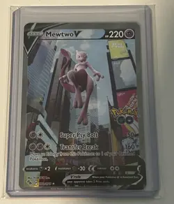 Pokemon TCG Mewtwo v Alt Art Full Art Holo Ultra Rare Card 072/078 Pokemon Go - Image 1
