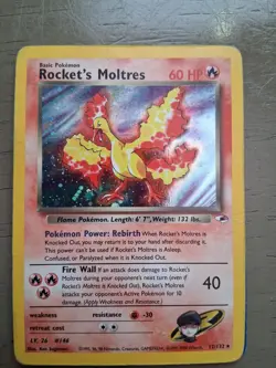Pokemon Rocket's Moltres Gym Heroes Holo Rare 12/132 60 HP 2000 English Card - Image 1