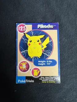 Pikachu 1999 Original Pokemon Burger King PokeTrivia Trading Card #25 - Image 1