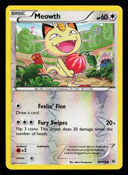 Meowth 67/108 Reverse Holo Common Roaring Skies Pokemon Card - Image 1