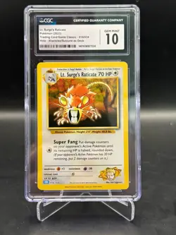 Lt. Surge's Raticate CLB 016/034 Holo 2023 Pokemon CGC 10 - Image 1