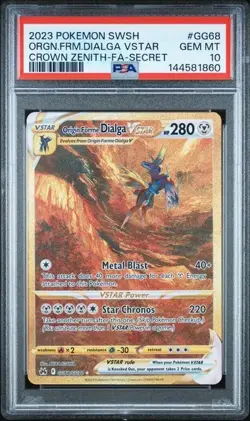 Pokemon Origin Forme Dialga VSTAR Crown Zenith Secret Rare GG68 Holo PSA 10 2023 - Image 1