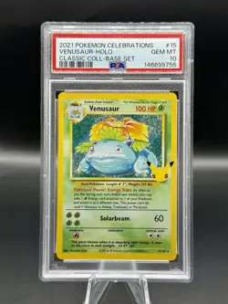 PSA 10 Venusaur 15/102 Pokemon Celebrations: Classic Collection Holo English GEM - Image 1
