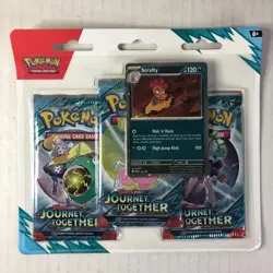 Pokemon Journey Together Sealed Lot Booster Bundle with 3 Pack Blister Scrafty - Image 3