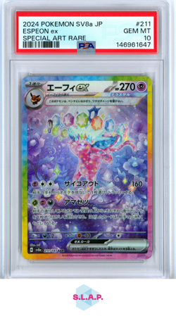 ESPEON EX SPECI4L ART RARE POKEMON JAP SV8A-TERASTAL FEST EX 2024 211 PSA 10 - Image 1
