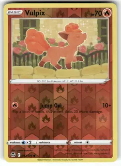 POKEMON VULPIX 017/195 COMMON SILVER TEMPEST REVERSE HOLO NM - Image 1