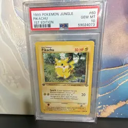 Pokemon 1999 Jungle Pikachu 1st Edition PSA 10 60/64 - Image 1