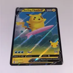 The Pokemon Company Surfing Pikachu V Celebrations 008/025 Ultra Rare Holo 200 … - Image 1