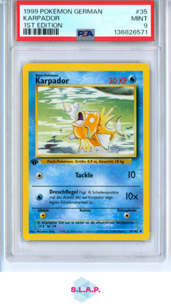 KARPADOR POKEMON 35 1999 BASE SET 1ST EDITION GERMAN PSA 9 - Image 1