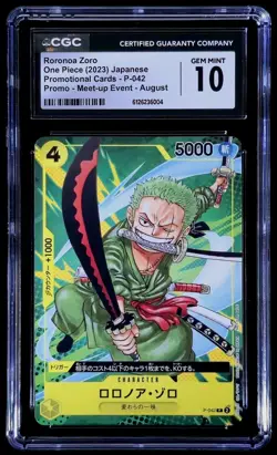 One Piece Card CGC 10 Zoro P-042 Saikyo Jump 4/2023 Promo Japanese - Image 1