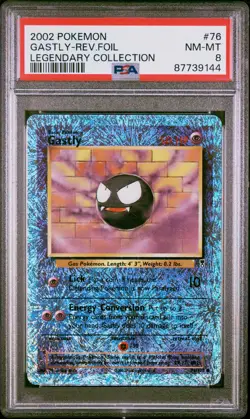 2002 POKEMON LEGENDARY COLLECTION #76 GASTLY-REVERSE FOIL PSA 8 - Image 1