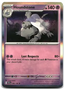 Pokemon Houndstone HOLO Rare SV01: Scarlet & Violet Base Set 106/198 LP - Image 1