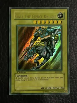 Yugioh Gaia The Fierce Knight LOB-006 1st Edition Wavy Faded Misprint - Image 1