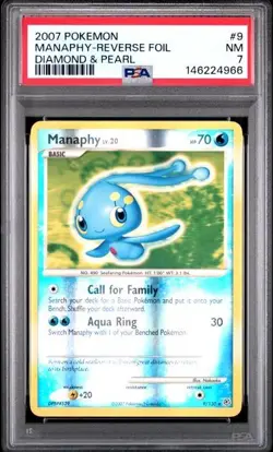 Pokemon PSA 8 NM-MT Manaphy 9/130 Diamond & Pearl Reverse Holofoil 2007 S#6926 - Image 1