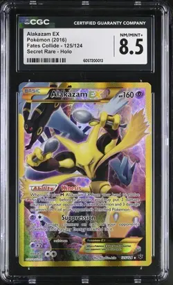 CGC 8.5 Alakazam EX Fates Collide Secret Rare Full Art Pokemon Card 125/124 2016 - Image 1
