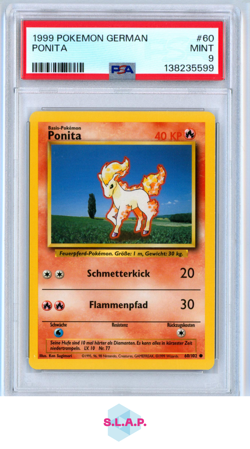 PONITA POKEMON 60/102 1999 BASE SET MINT GERMAN PSA 9 - Image 1