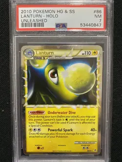 2010 Pokemon HeartGold & SoulSilver Unleashed Lanturn Holo 86/95 PSA 7 NM - Image 1