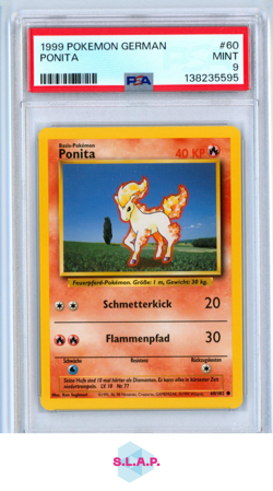 PONITA POKEMON 60/102 1999 BASE SET MINT GERMAN PSA 9 - Image 1