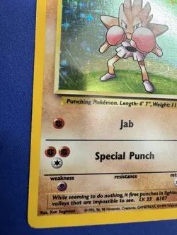 Pokemon TCG Hitmonchan Base Set Holo Unlimited Rare 7/102 MP - Image 4