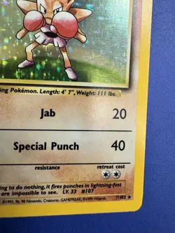 Pokemon TCG Hitmonchan Base Set Holo Unlimited Rare 7/102 MP - Image 5