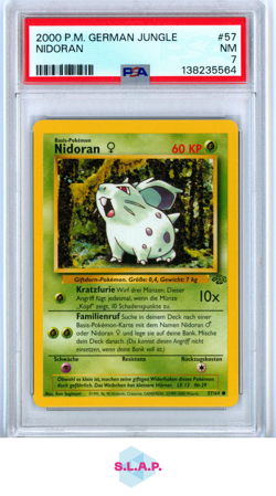 NIDORAN POKEMON 57/64 2000 JUNGLE NM GERMAN PSA 7 - Image 1