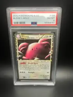 Pokemon Blissey Prime Holo 106/123 Heart Gold & Soul Silver English PSA 8 NM - Image 1