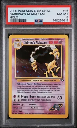 2000 POKEMON GYM CHALLENGE HOLO #16 SABRINA'S ALAKAZAM PSA 8 - Image 1