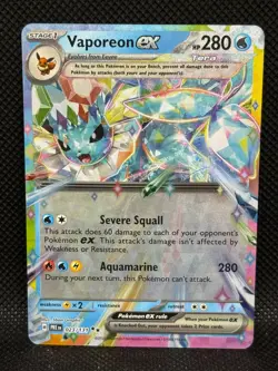 Vaporeon ex 023/131 Pokemon SV: Prismatic Evolutions Holo NM Near Mint - Image 1