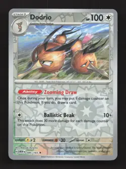 Dodrio 085/165 Rare 151 Pokemon Reverse Holo Near Mint - Image 1