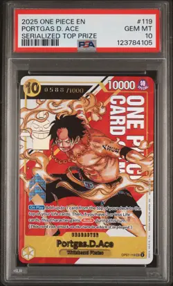 2025 ONE PIECE PROMOS #119 PORTGAS D. ACE 588/1000 PSA 10 - Image 1
