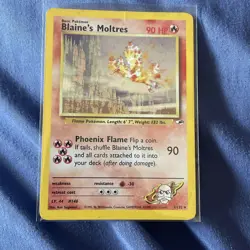 Pokemon TCG Blaine's Moltres Gym Heroes Holo Card 1/132 Unlimited Rare HP - Image 1