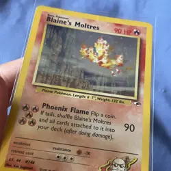 Pokemon TCG Blaine's Moltres Gym Heroes Holo Card 1/132 Unlimited Rare HP - Image 2