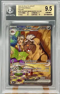 BGS 9.5 Mabosstiff Ex di pepe 235/182 Pokemon 2025 Card Ita DRI gradata Beckett - Image 1