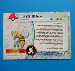 TV Animation 15 Bibor, Non-Holo, Blue Logo, Pokemon Karte Topps Series 1, 1999 - Image 2
