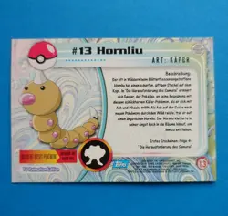 TV Animation 13 Hornliu, Non-Holo, Blue Logo, Pokemon Karte Topps Series 1, 1999 - Image 2