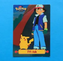 TV1 Ash Pikachu HOLO Pokemon Karte Topps 1999 Vintage TVAnimationEdition - Image 1