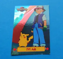 TV1 Ash Pikachu HOLO Pokemon Karte Topps 1999 Vintage TVAnimationEdition - Image 2