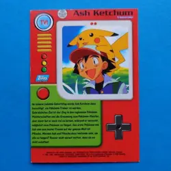 TV1 Ash Pikachu HOLO Pokemon Karte Topps 1999 Vintage TVAnimationEdition - Image 3