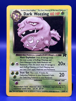 2000 Pokemon Card Team Rocket Dark Weezing 14/82 Unlimited Holo WOTC MP- - Image 1